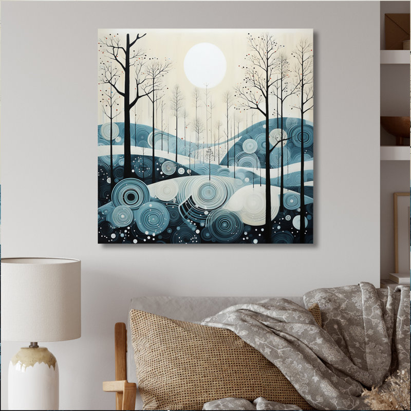 Blue White Modern Scandinavian Serenade II - Landscapes Canvas Wall Art, H 24 po x l 24 po x P 1 po, Toile tendue