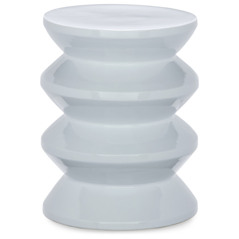 White Ceramic Contemporary Accent Stool