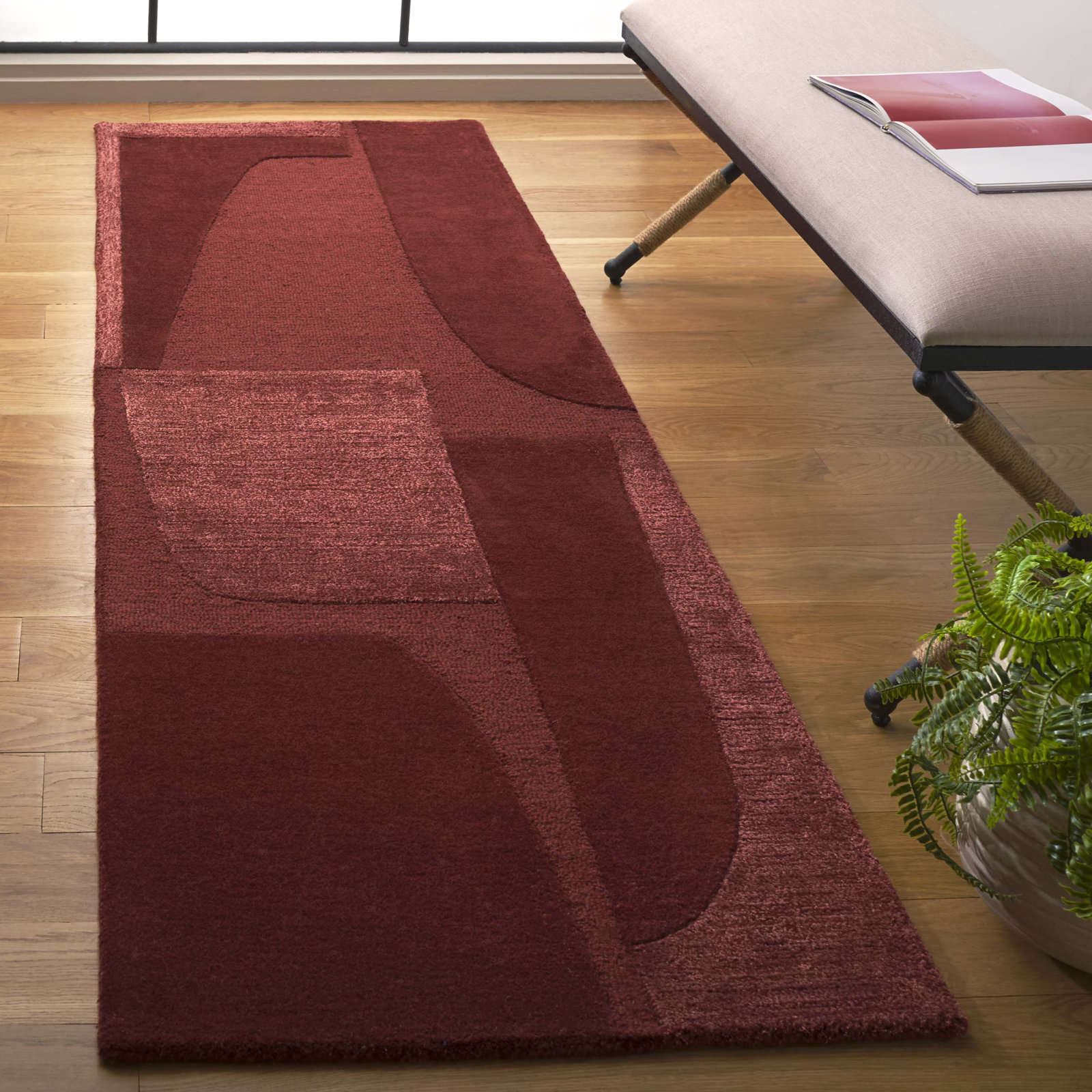 Megara Hand-Tufted Geometric Wool Rug, Runner 2'3" x 8'