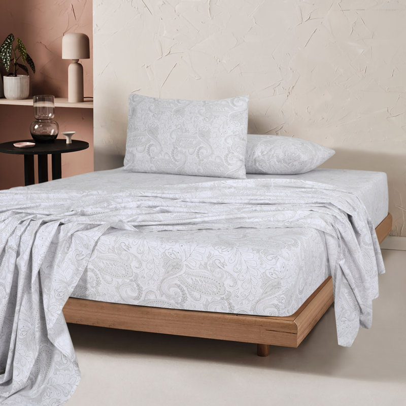 144 Thread Count 100% Cotton Paisley Sheet Set, Twin XL Sheet Case Pack+1 Fitted Sheet+1Pillowcase
