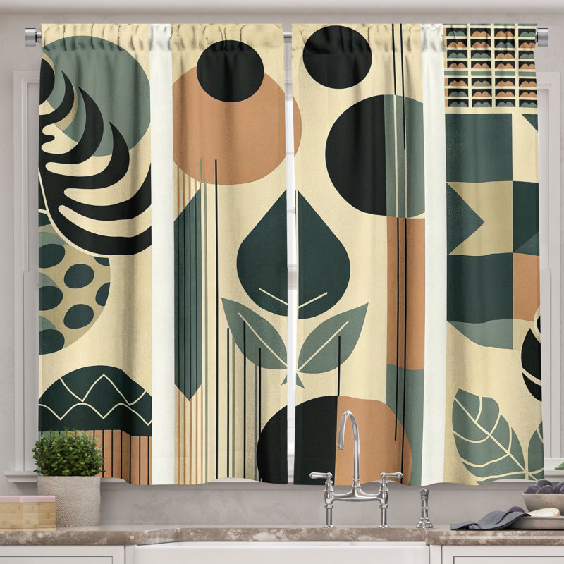 Abstract Kitchen Curtain, 55" W x 39" L