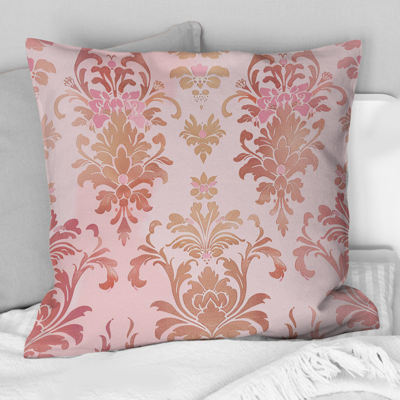 Damask Enchantment I - Glam Throw Pillow, 18"H x18"H
