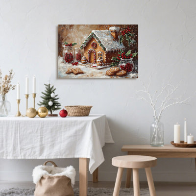 Hiver, art mural, décoration sur toile, pain d'épice, paysage de campagne enneigée, impressions sur toile pour le salon, chambre à coucher, pin, scène, affiche, affiche de ferme, décoration de Noël, œuvre d'art, décoration intérieure
