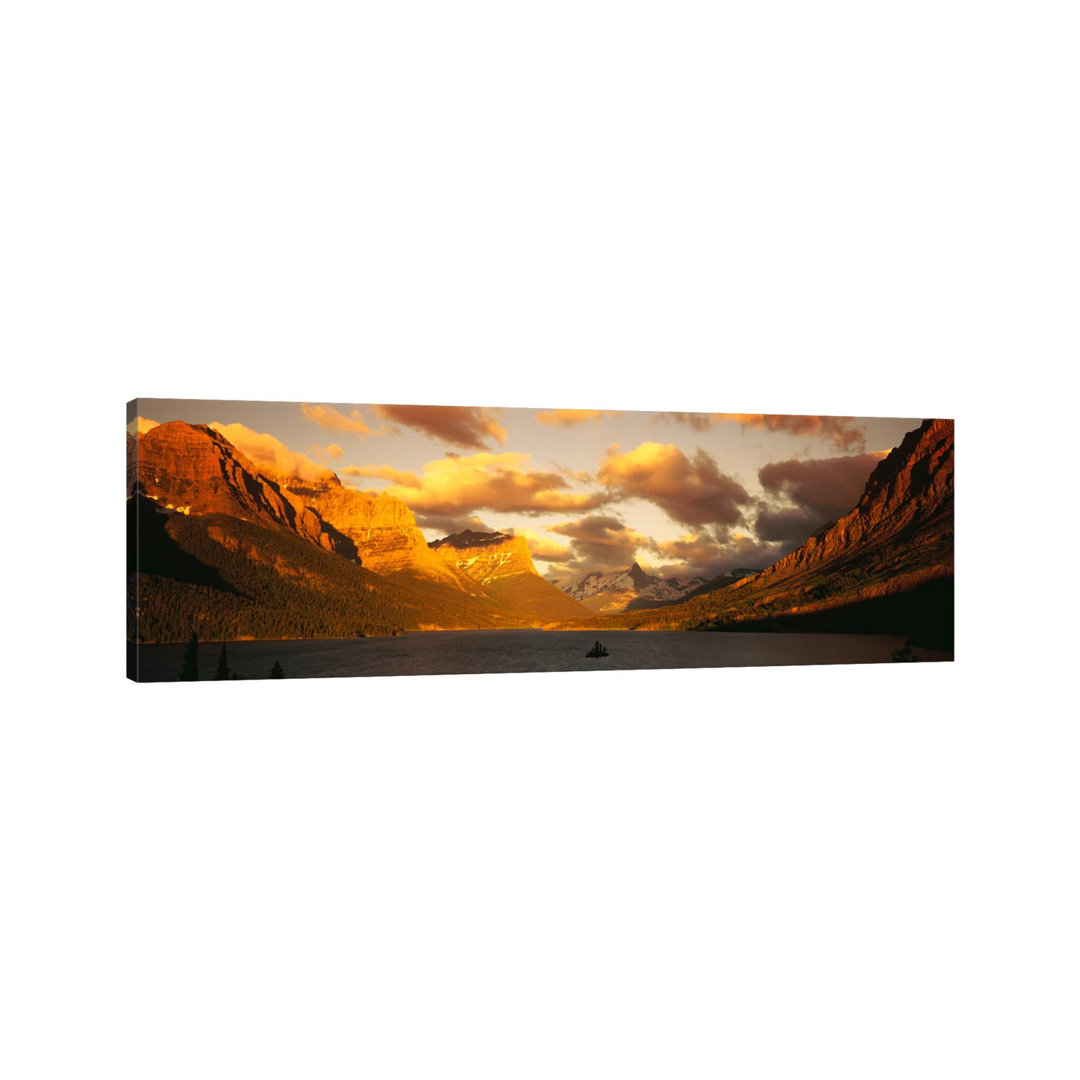 Saint Mary Lake And Lewis Range, Glacier Bay National Park, Montana, USA - Wrapped Canvas Panoramic Photograph
