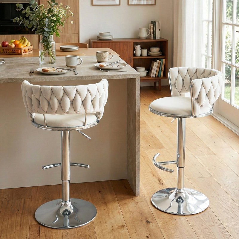 Tabourets de bar réglables Glam, Blanc