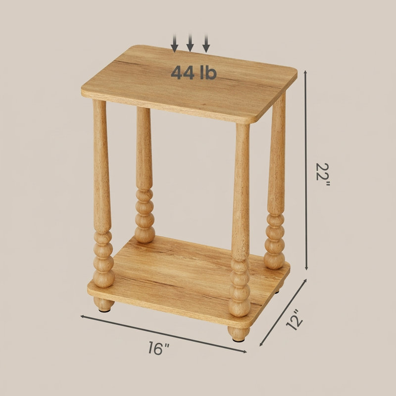 Rectangular End Table, Light Brown