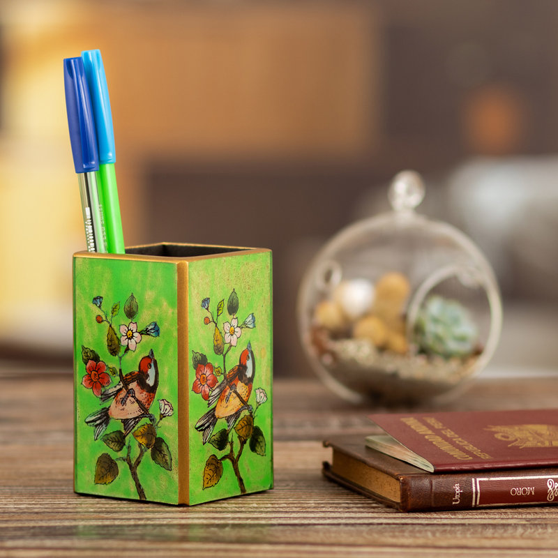  Porte-stylo en bois peint à la main et peint à l'envers