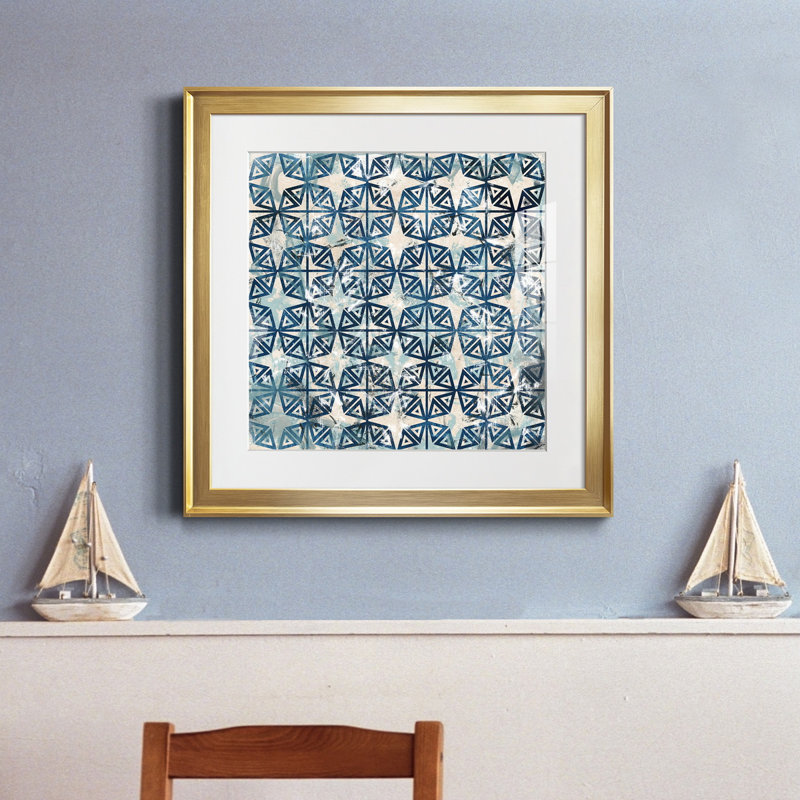 «Tile-Dye IV», reproduction encadrée de qualité supérieure - prête à être suspendue, H 34,5 po x l 34,5 po x P 1,5 po, Blanc