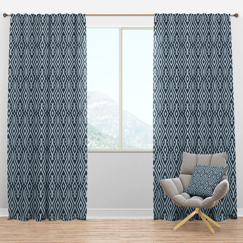 Vintage Pattern - Modern Curtain - Velvet Room darkening - 1 panel, 52"W x 84"L