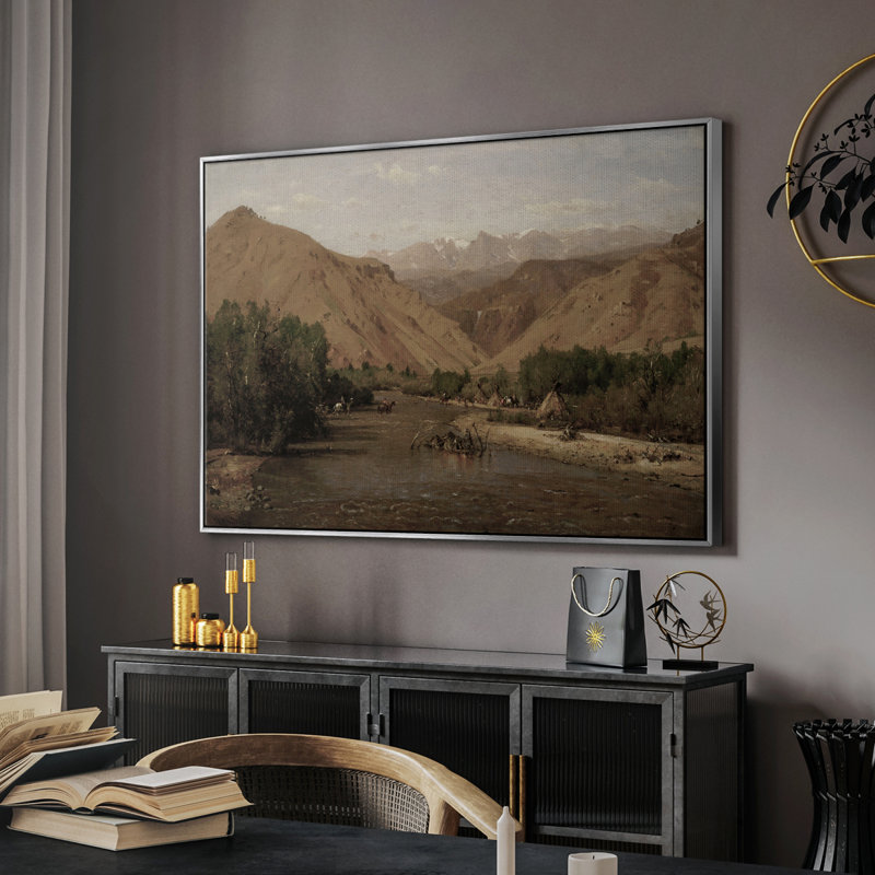 Paysage rétro - CC XXVI, H 17 po x l 25 po, Toile argentée avec cadre flottant