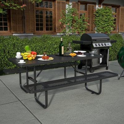 Armondo Rectangular Steel Outdoor Picnic Table Yes , 62.2 " W 72.2 " D
