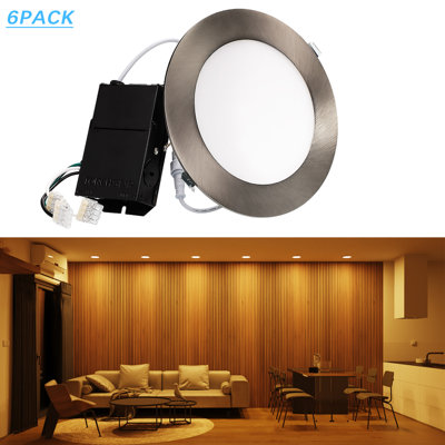 13.5W 6-Inch Ultra-Thin LED Recessed Light with J-Box, 2700K Soft, Dimmable Slim Panel Downlight
