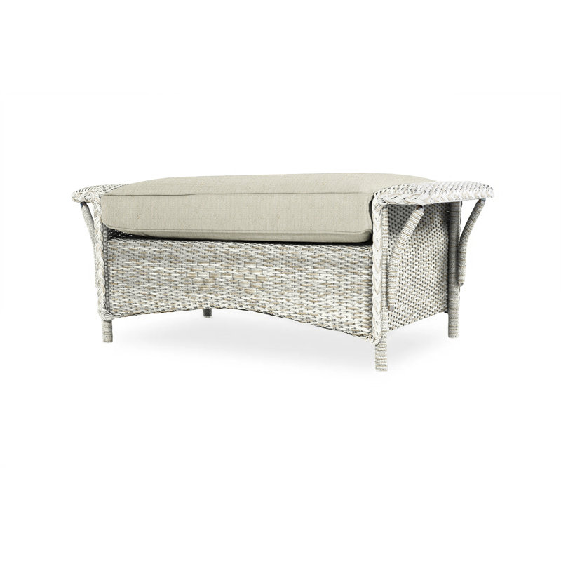 Nantucket Outdoor Ottoman, Canvas Black Sunbrella® Canvas, Antique White