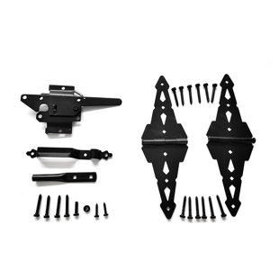 Skysen Steel Wood Fence Gate Hinge With Latch Fence Gate Hardware Kit Black