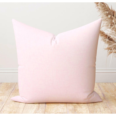 Light pink solid cotton pillow cover