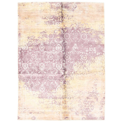Egmont Floral Hand-Knotted Beige Area Rug