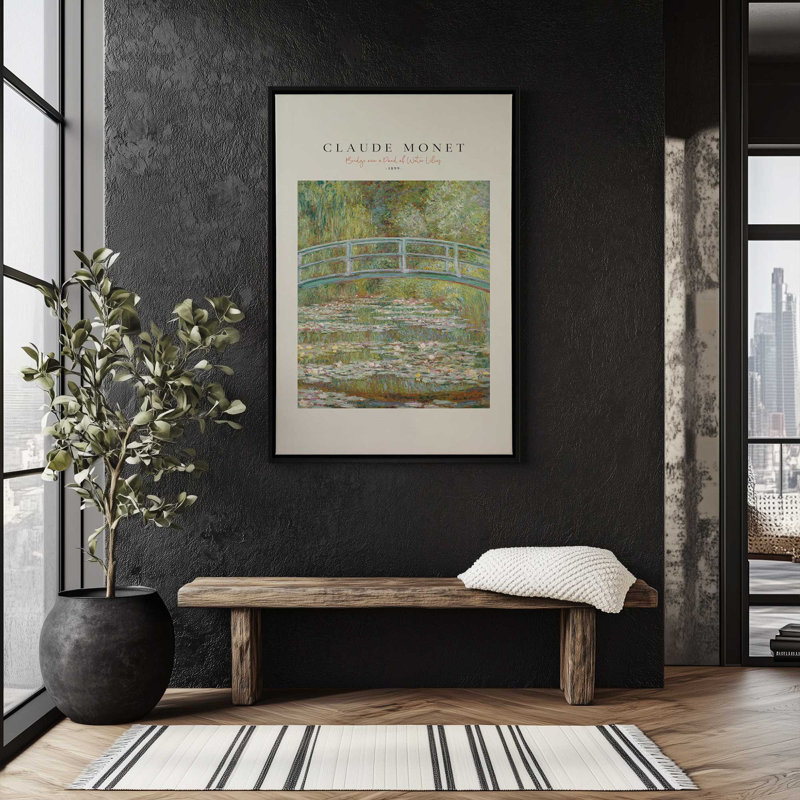 Pont sur un étang de nénuphars par Monet v2, Toile tendue, H 18 po x l 12 po x P 1,25 po
