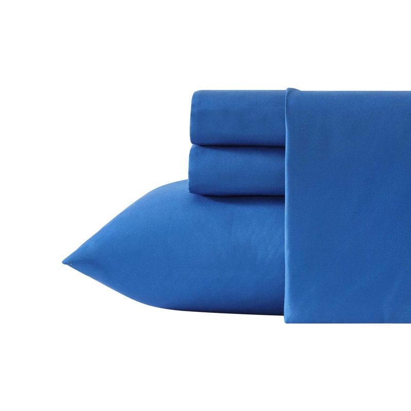 Eddie Bauer Canoe Lake Paddle White Temperature Regulating Sheet Set, Highland Chill Solid Blue