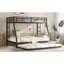 Lit superposé simple au dessus d'un lit double en métal avec gigogne simple, noir-697902908