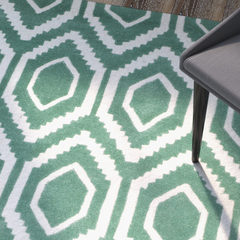 Deedie Hand Tufted Wool Geometric Rug, Runner 2'3" x 7'