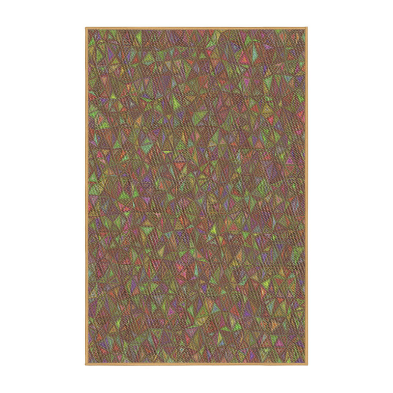 Tapis décoratif brun géométrique, Rectangle 5 pi x 7 pi