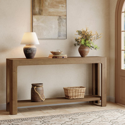 63-Inch Entryway Console Table, 2-Tier Narrow Sofa Table Behind Couch for Foyer, Hallway