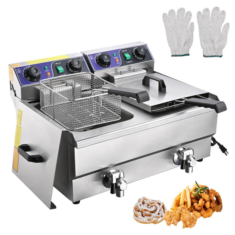Minuterie de vidange à friteuse électrique en acier inoxydable de 2 litres Yescom