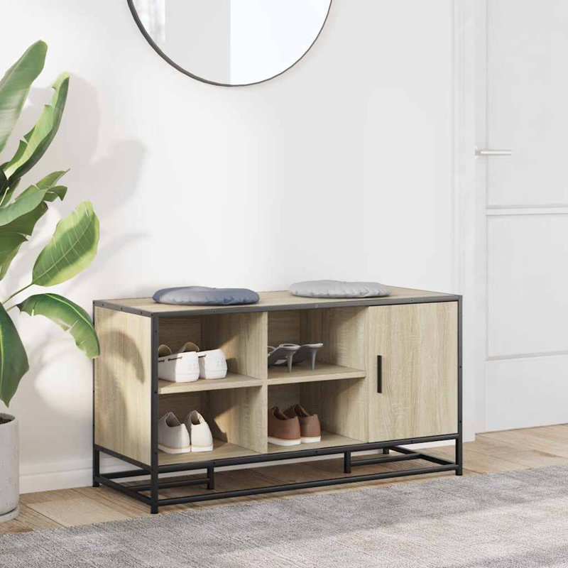 5 Pair Shoe Storage Bench, Sonoma Oak