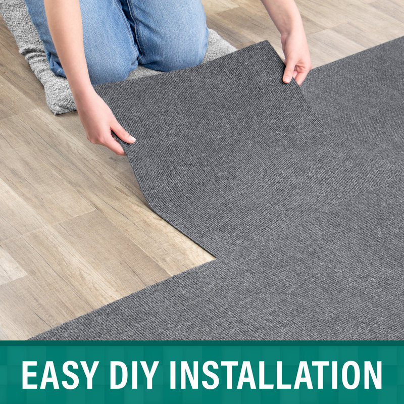 EAZY Floor Asheville Rib 18"x18" Peel and Stick Carpet Tile Gray, Gray