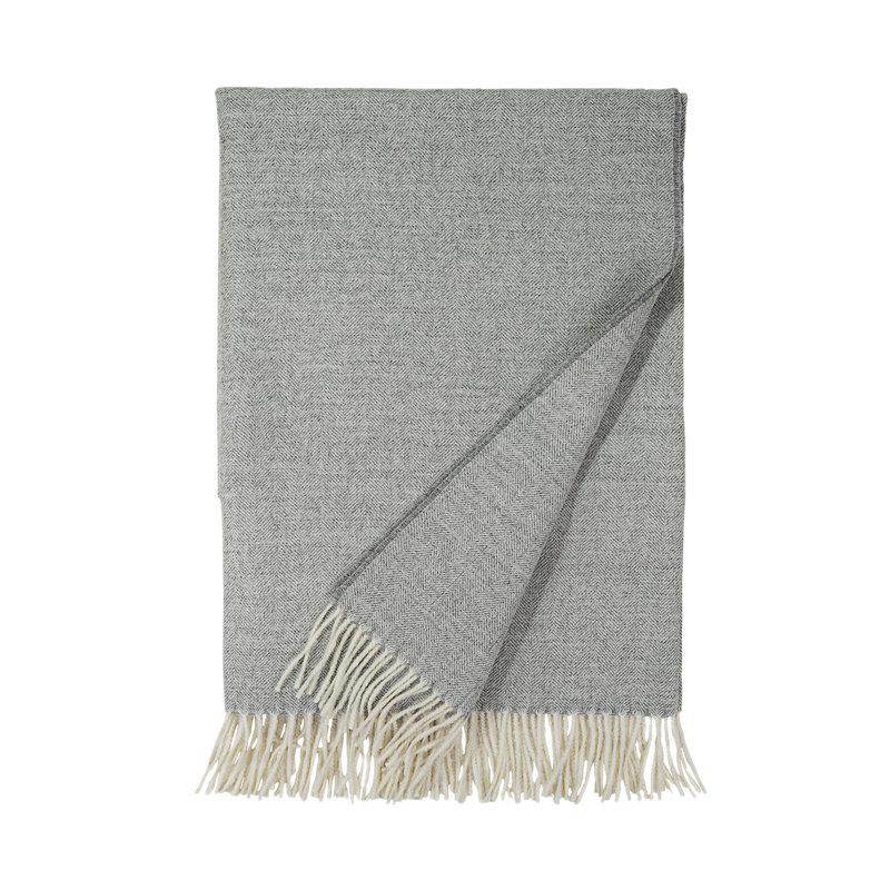 Madison Woven Baby Alpaca Throw Blanket, Heather Gray Herringbone