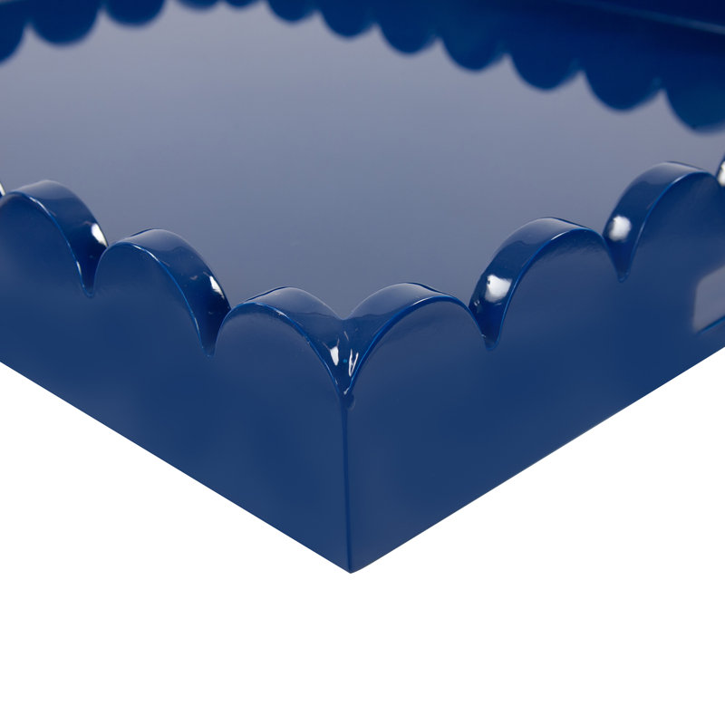 Plateau rectangulaire en bois festonné Hindley, Bleu