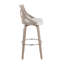 Tabouret 30 "à hauteur fixe avec pivot en bois gris clair et tissu crème avec repose-pieds rond en métal chromé - ensemble de 2