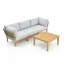 Ensemble de canapé d'extérieur et de table basse en teck et corde 4 pièces Solterra - Mobilier d'extérieur résistant aux intempéries pour jardin, terrasse, balcon, bord de piscine
