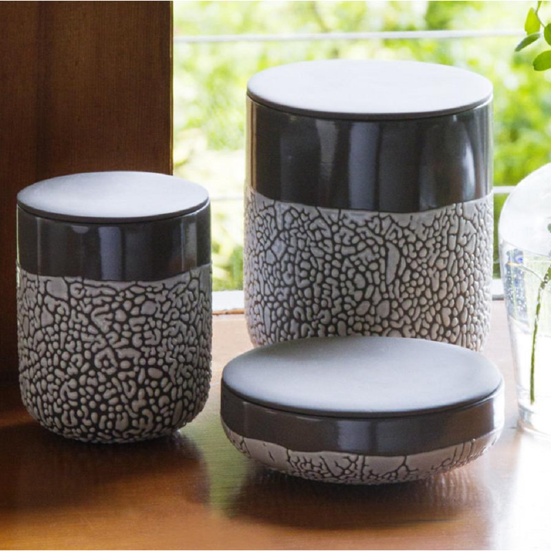 Boîte en céramique Lichen, H 2 po x l 5,5 po x P 5,5 po, Anthracite