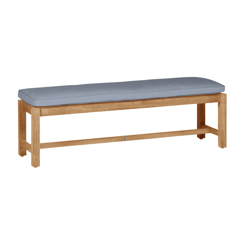 Club Teak Backless Bench - Natural Teak, Welt, Arbour Chambray Dove Sunbrella®, Natural Teak