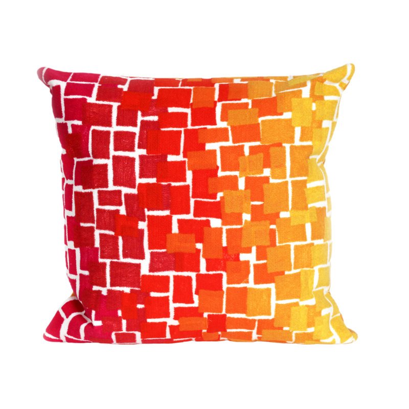 Coussin décoratif carreaux ombré, rouge