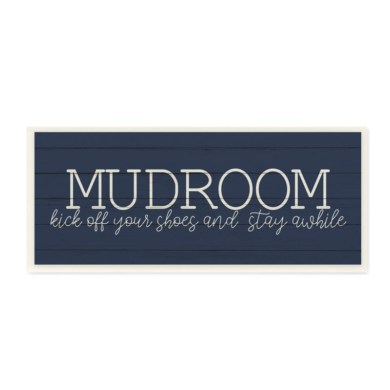 «Mudroom Kick Off Shoes», art mural à motif de grain rustique par Kim Allen, L 17 po x H 7 po, Bois