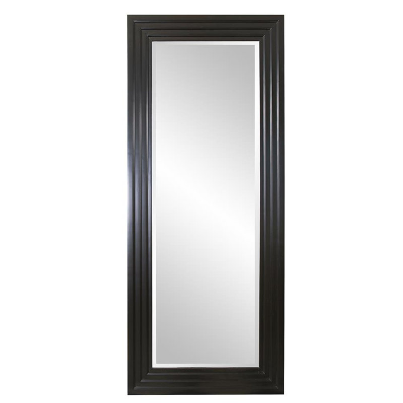 Amy Wood Flat Wall Mirror, 82" x 34", Espresso Brown