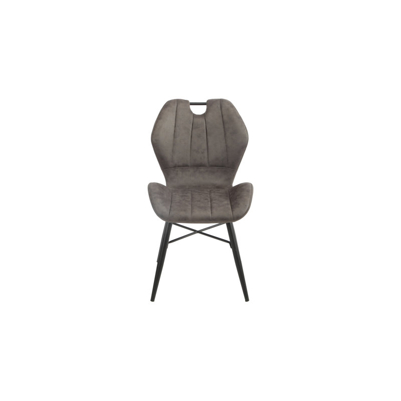 38cm H Microfiber / Microsuede Upholstered Metal Upholstered Back Side Chair in Grey