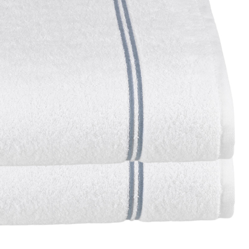 Drap de bain en coton Glendell, Blanc / bleu