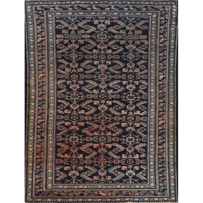 Antique Navy Blue Kazak Vegetable Dye Rug 4x6