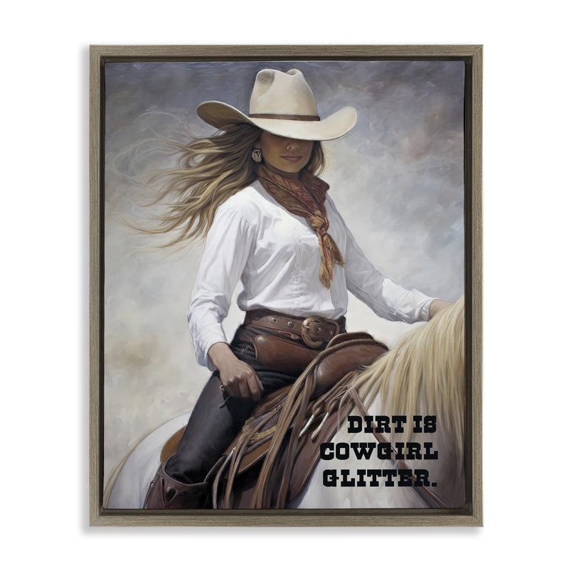 «Dirt Is Cowgirl» par Sasha, H 31 po x l 25 po, Cadre flottant noir de jais