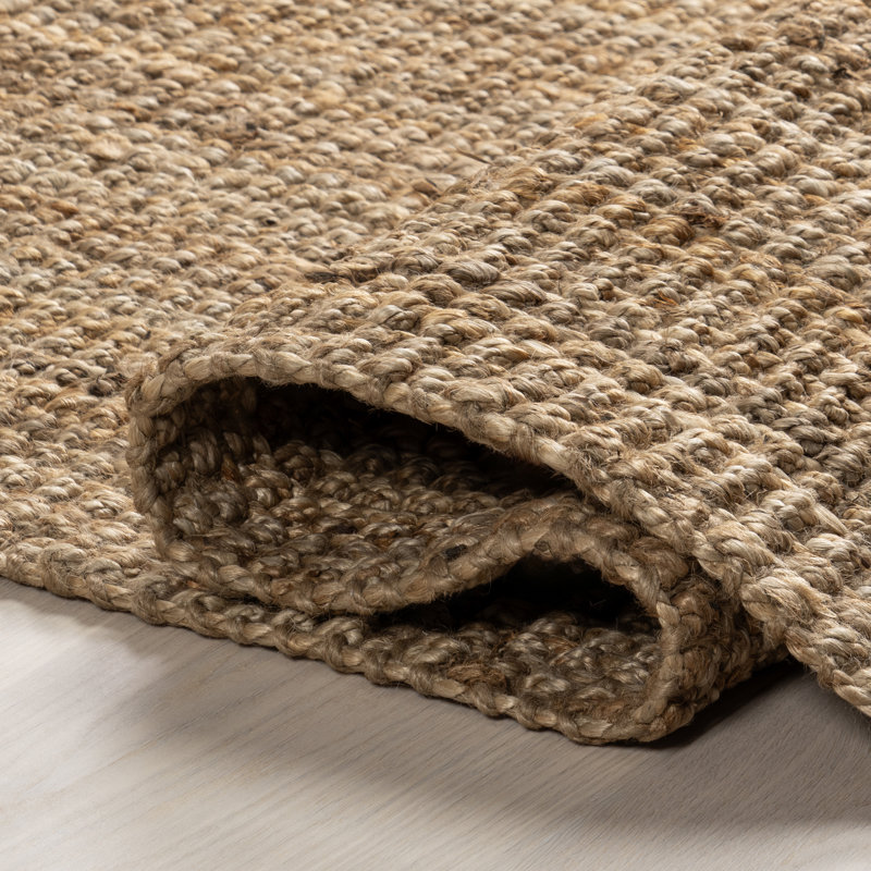 Isalena Handmade Flatweave Farmhouse Jute Area Rug in Natural, Rectangle 4' x 6'