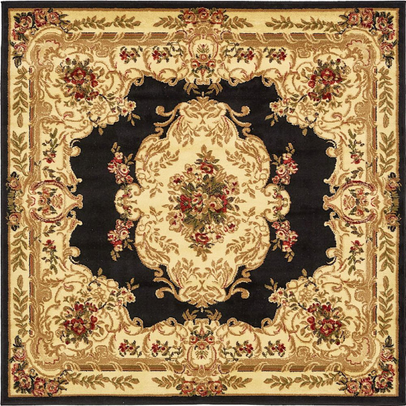 Aracelia Oriental Indoor Rug, Square 10', Black
