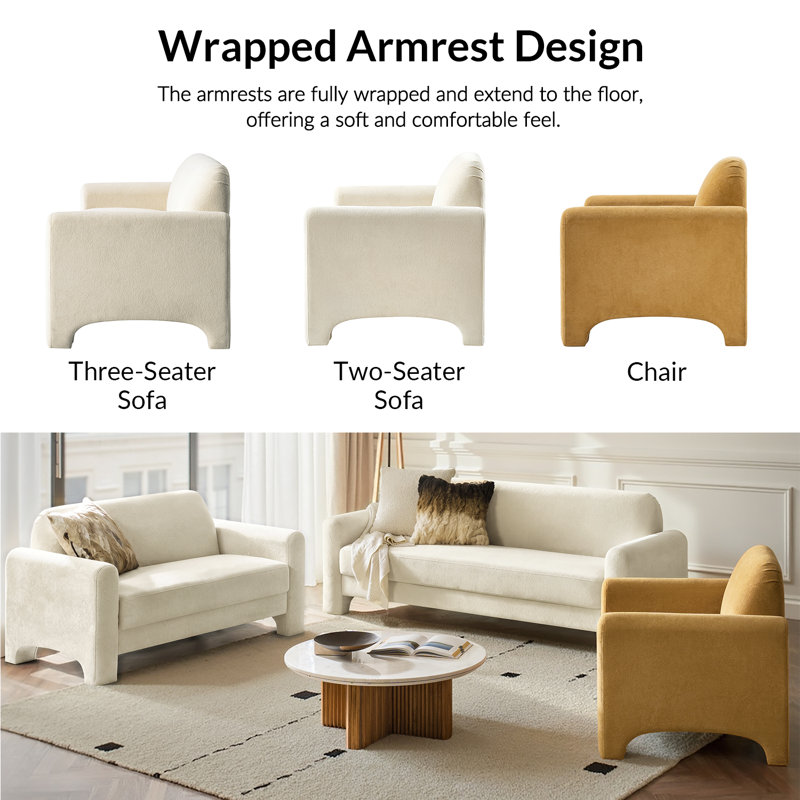3 - Piece Living Room Set, Ivory Camel