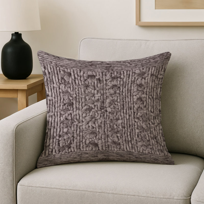 Coussin décoratif intérieur et extérieur Modern, Carré 16 po, Gris foncé / gris abstrait