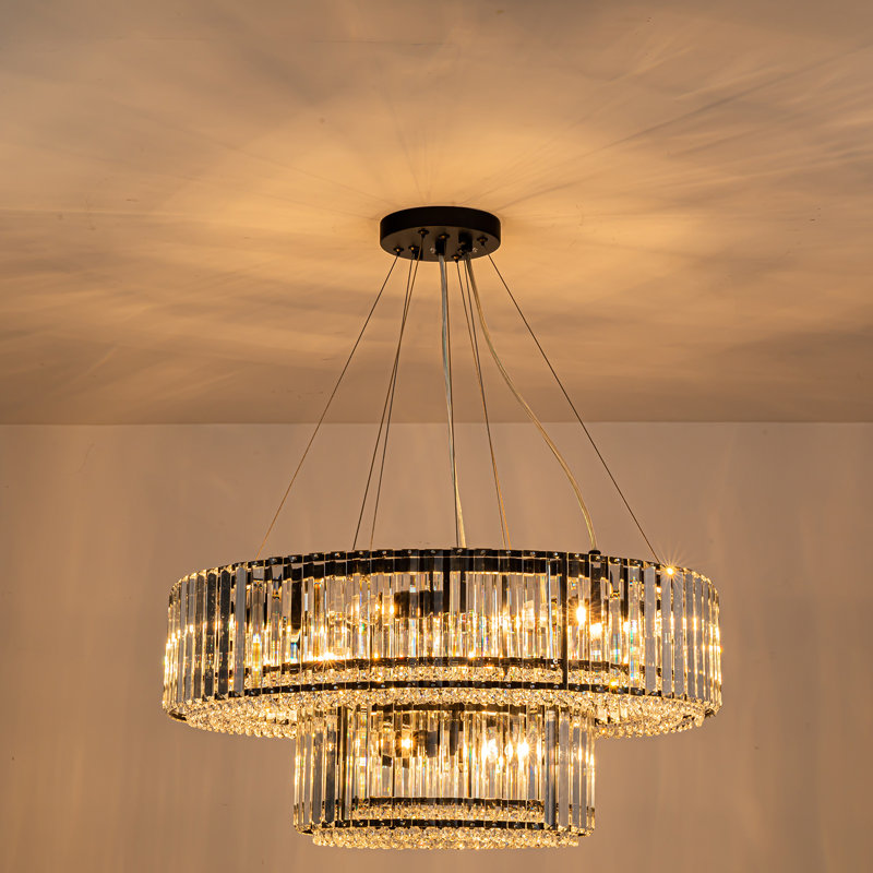 Craggie 12 - Light Crystal Tiered Chandelier, Black