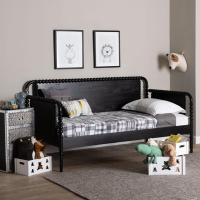 Baxton Studio Lucera Bobbin Daybed - Wooden Bed Frame With Turned Spindle Detailing, Classic Style Sofa Bed For Bedroom Or Guest Room, Twin by Charlton Home