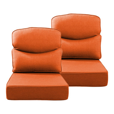 Outdoor Patio Crescent Shape 6" Thick Seat & Back Furniture Cushion Set With Removable Cover