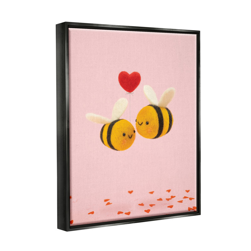 Photographie romantique de bourdons roses par Lemon & Sugar, Cadre flottant noir de jais, H 21 po x l 17 po x P 1,7 po